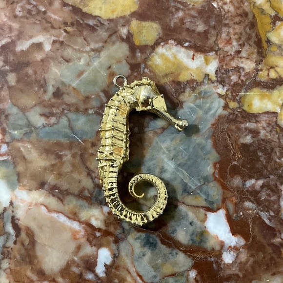 Gold-Colored Metal Seahorse Pendant - Picture 1 of 8